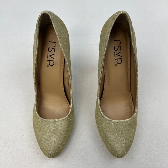 RSVP Womens Gold Glitter Stiletto High Heels Pointed Toe Slip On Size 8.5W - Picture 3 of 8